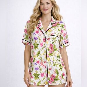 🤍 Heavenly by Victoria Floral Modal Elastane PJ Shirt – Soft Loungewear – Size M